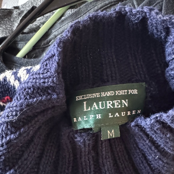 Lauren Ralph Lauren Navy Turtleneck Sweater with Ski Design linen cotton blend M - Picture 5 of 15
